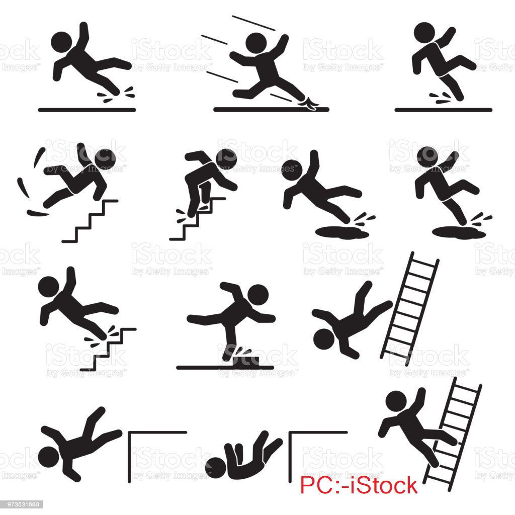 People falling or slipping icon set. Vector. eps10.